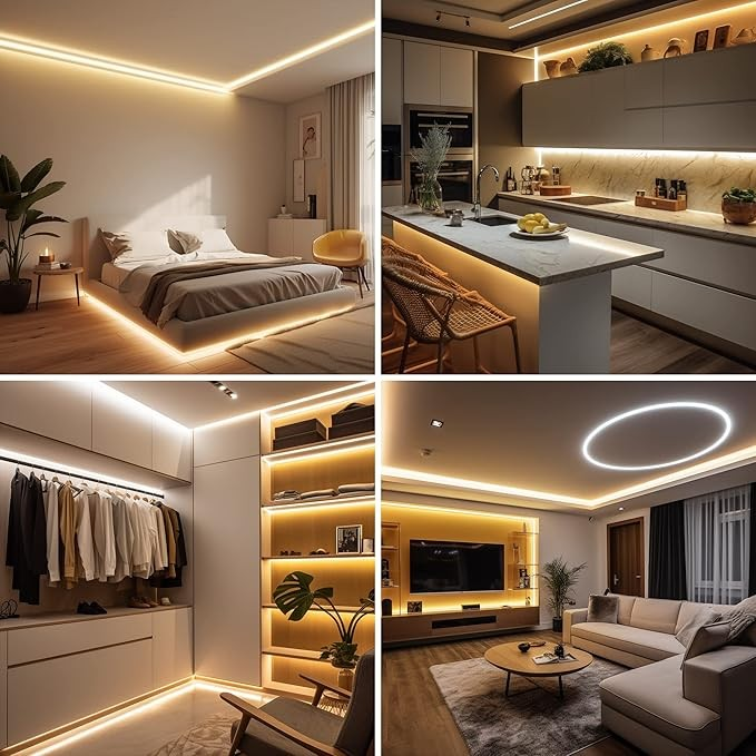 White COB LED Strip Light, Dimmable 16.4ft/5m LED Light, 6000K Daylight White 2400 LEDs High Lumen LED Tape Lights CRI 90+ with RF Remote and UL Power for Bedroom,Kitchen,DIY Home Decoration