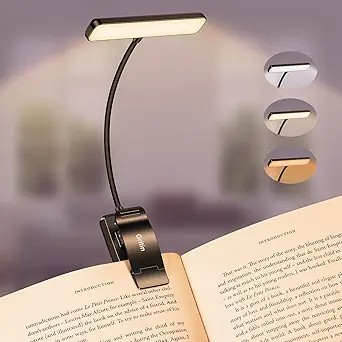 Gritin 19 LED Rechargeable Book Light for Reading in Bed with Memory Function- Eye Caring 3 Color Temperatures,Stepless Dimming Brightness,80 Hrs Runtime Clip on Light for Book Lovers-Pacific Blue
