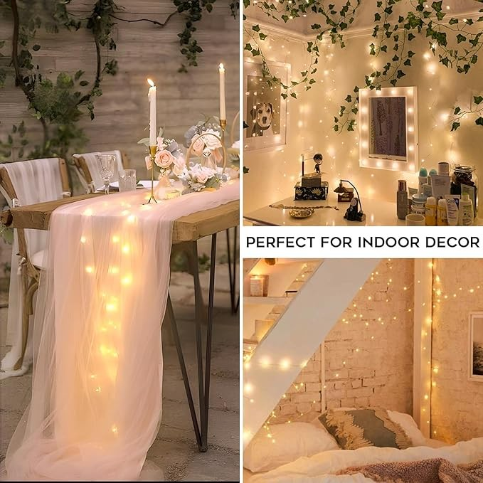 suddus 66ft 200 LED Outdoor String Lights, Warm White Christmas Fairy Lights Battery Operated with Remote, Led Twinkle Lights for Bedroom, Dorm, Patio, Tapestry, Backyard, Garden, Xmas, Party, Indoor