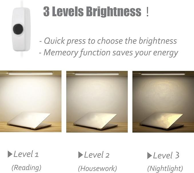 ASOKO Under Cabinet Led Lighting, 12 Inch Light Strip Bar, Daylight White 5000K Dimmable Plug in USB Light, Small Thin Led Under Counter Lighting for Kitchen/Room/Shelf/Desk/Display Case