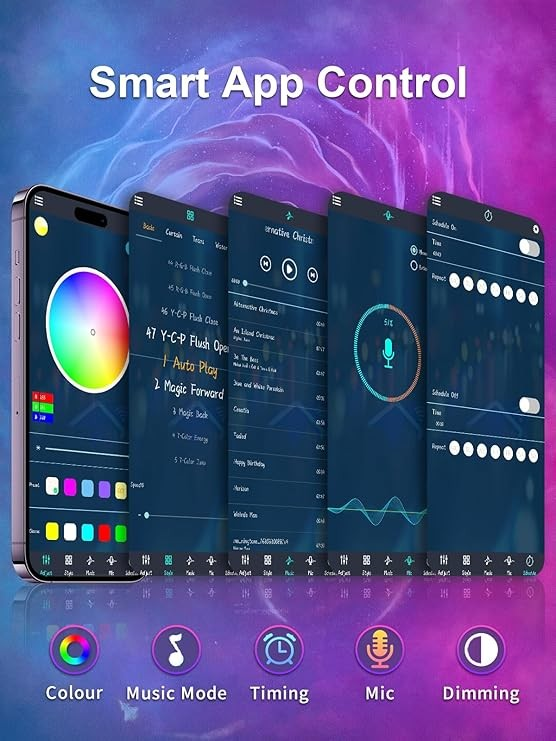 GIPOYENT LED Lights for TV, 16.4FT TV LED Backlight, for 45-75 Inch TV, Music Sync TV LED Light with Bluetooth Function - RGB Color Changing Light Strip for Bedroom (16.4ft)