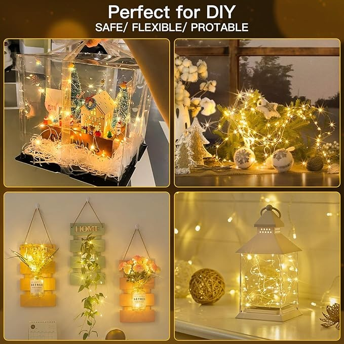 suddus 66ft 200 LED Outdoor String Lights, Warm White Christmas Fairy Lights Battery Operated with Remote, Led Twinkle Lights for Bedroom, Dorm, Patio, Tapestry, Backyard, Garden, Xmas, Party, Indoor