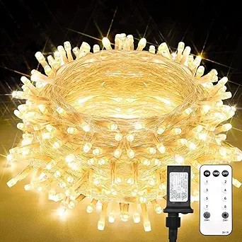 LED Plug in Warm White Fairy String Lights with Remote, Twinkle Lights for Bedroom, Indoor, Tree, Dorm, Wedding, Outside, Backyard Decorations