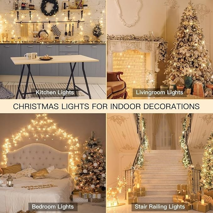 LED Plug in Warm White Fairy String Lights with Remote, Twinkle Lights for Bedroom, Indoor, Tree, Dorm, Wedding, Outside, Backyard Decorations
