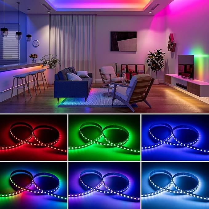 LIGHTING WS2812B IC RGB 5050SMD Pure Gold Individual Addressable LED Strip 16.4FT 300LED 60Pixel/m Flexible Full Color IP30 DC5V for DIY Chasing Color Project(No Adapter or Controller)