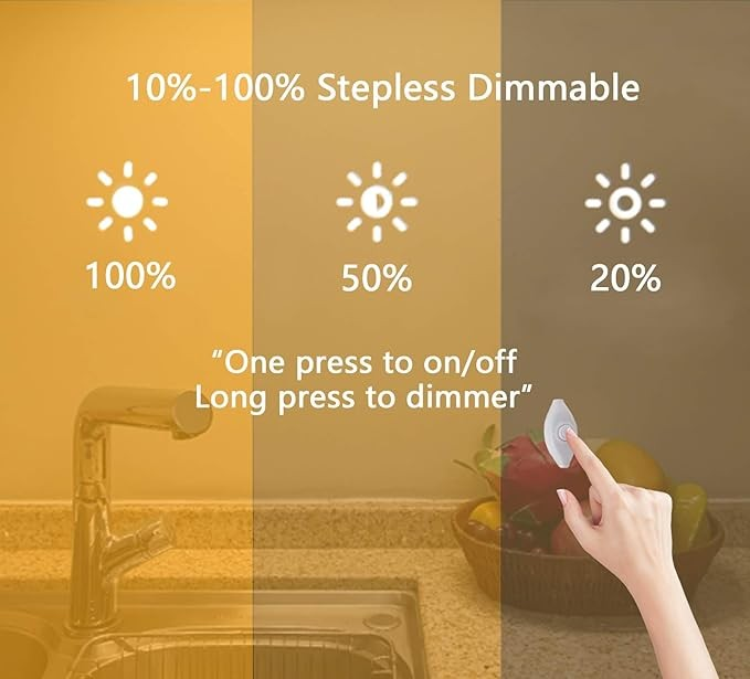 Under Cabinet Lighting, 12Inch LED Sink Light with Memory Function, Warm White 3000K Dimmable USB Under Desk Light, Slim LED Light Bar for Room (Without Plug)